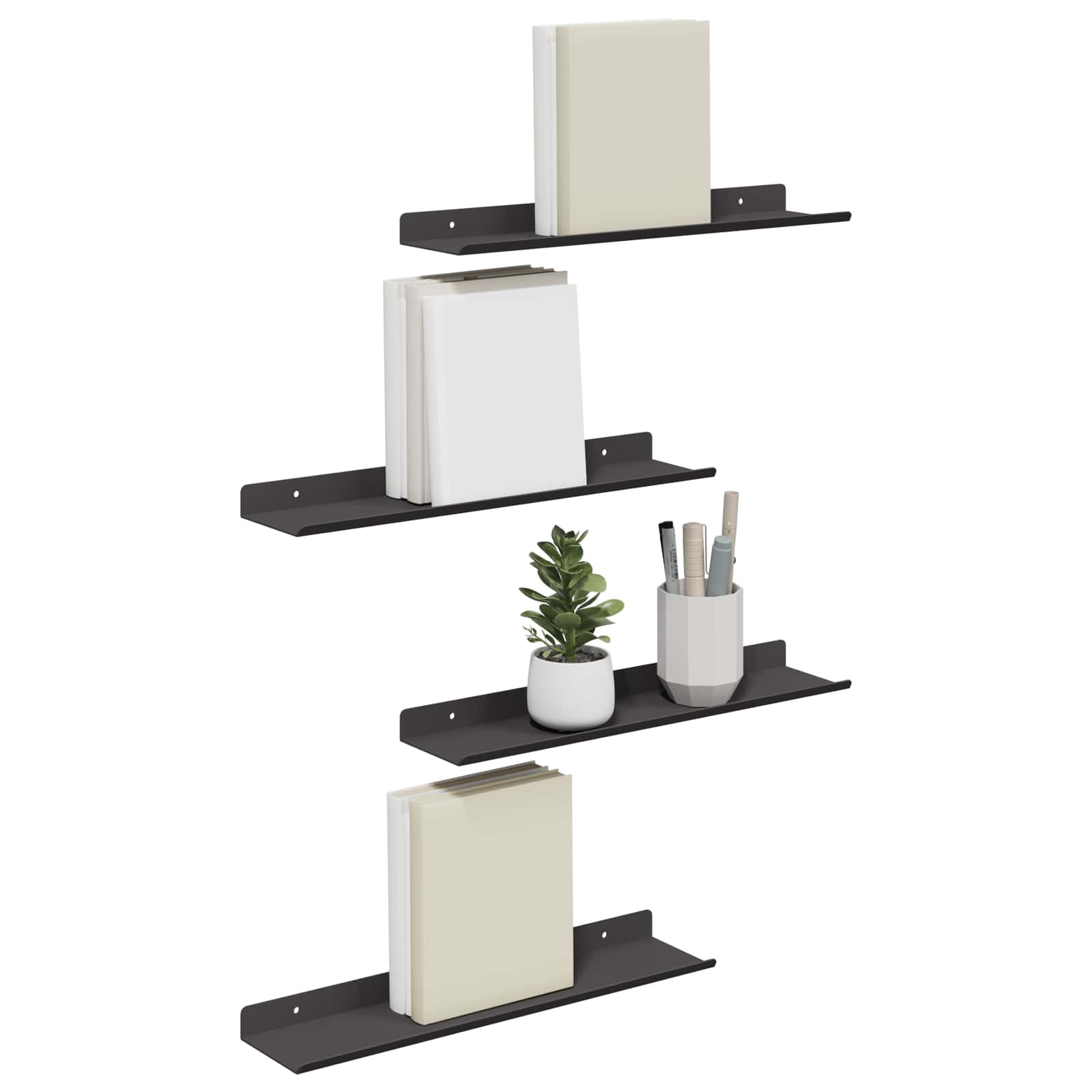 Schwebendes Regal 4 pcs Schwarz 40 x 8,5 x 2,5 cm Stahl
