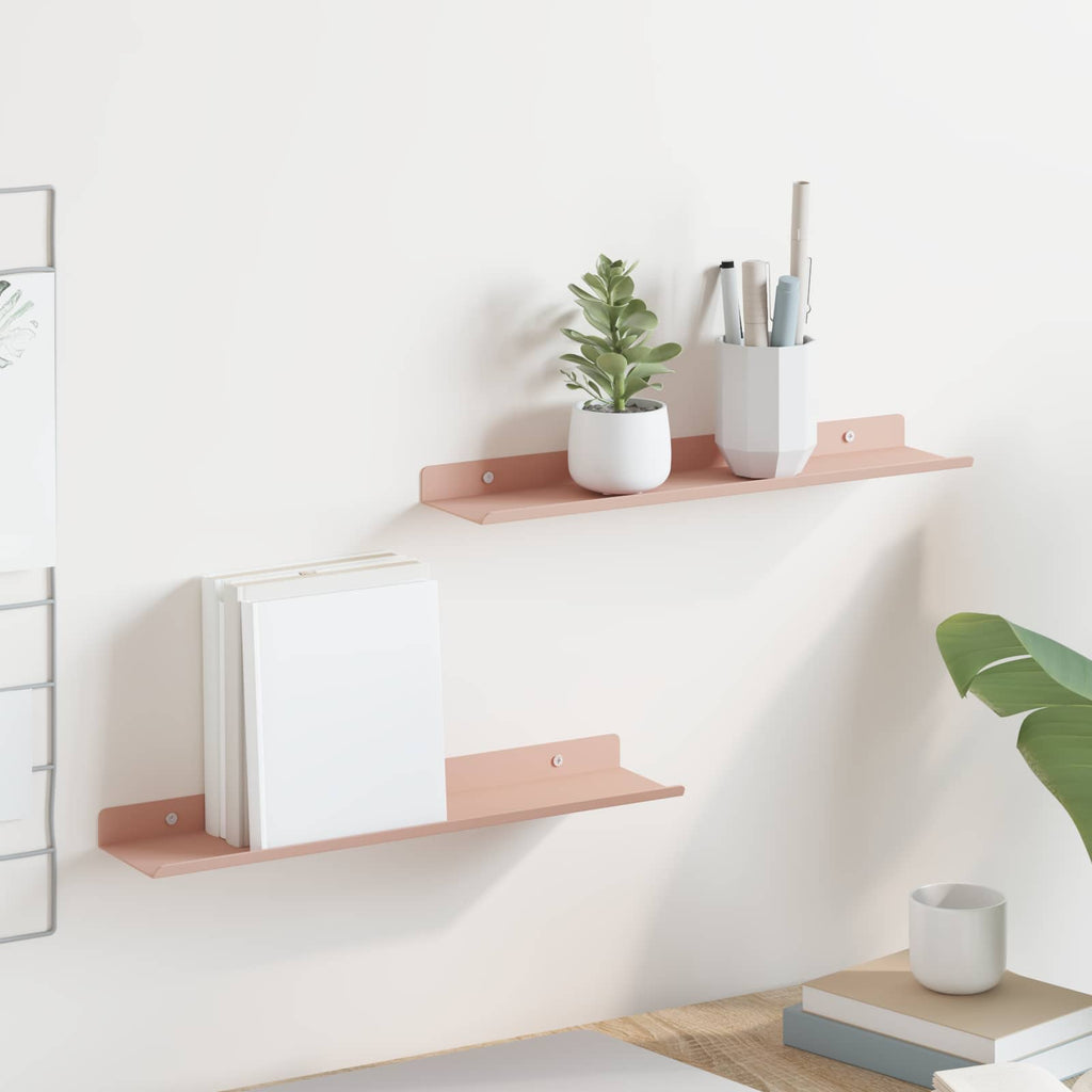 Schwebendes Regal 2 pcs Rosa 40 x 8,5 x 2,5 cm Stahl