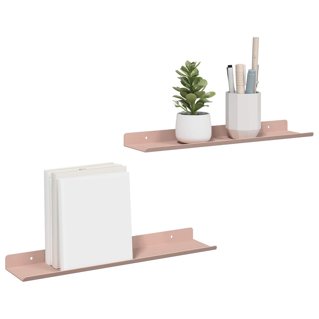 Schwebendes Regal 2 pcs Rosa 40 x 8,5 x 2,5 cm Stahl
