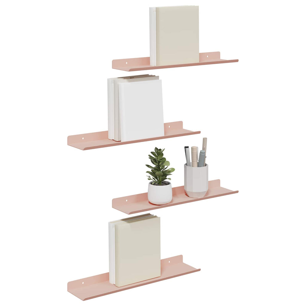 Schwebendes Regal 4 pcs Rosa 40 x 8,5 x 2,5 cm Stahl