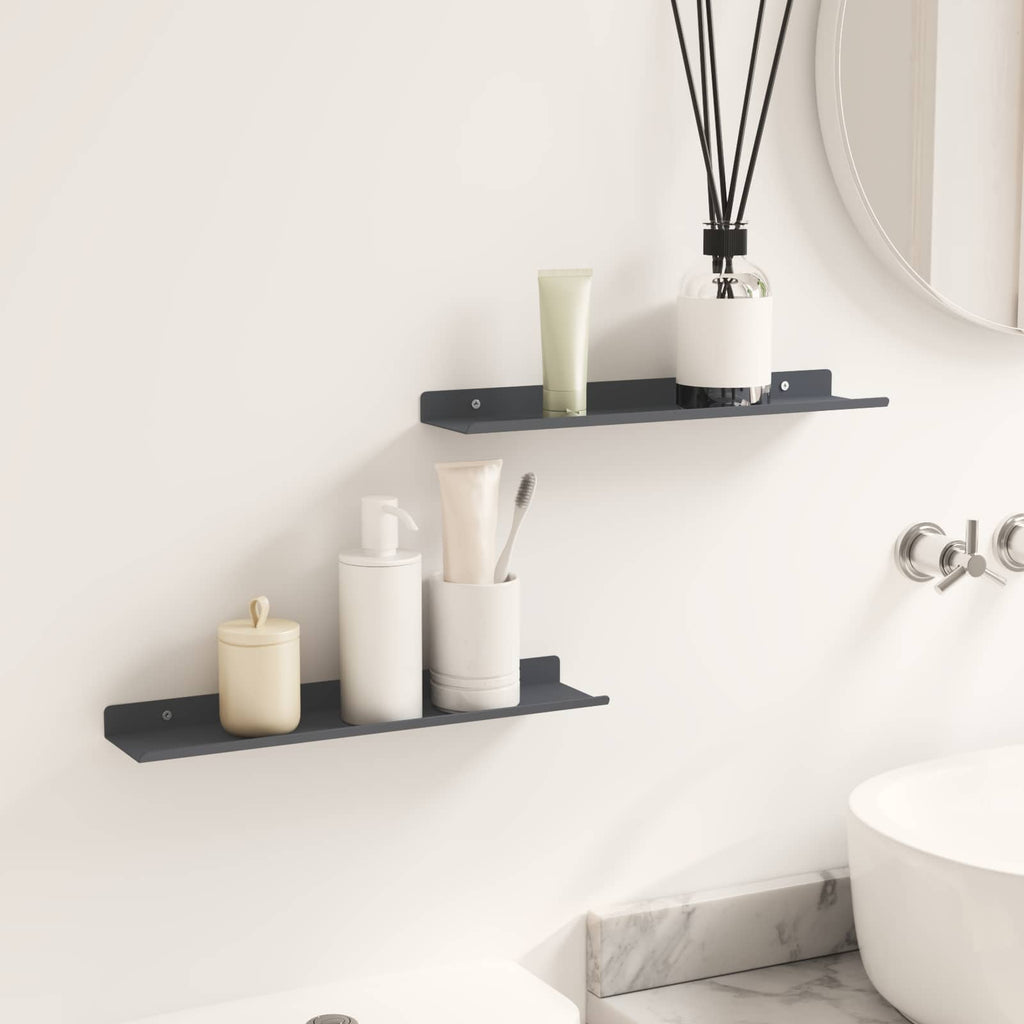Schwebendes Regal 2 pcs Anthrazit 40 x 8,5 x 2,5 cm Stahl