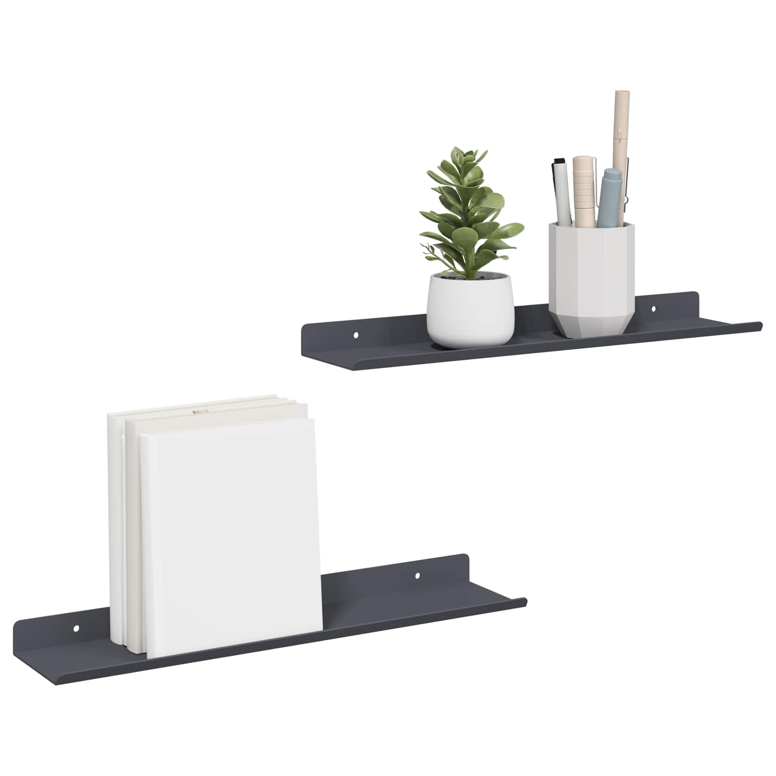 Schwebendes Regal 2 pcs Anthrazit 40 x 8,5 x 2,5 cm Stahl