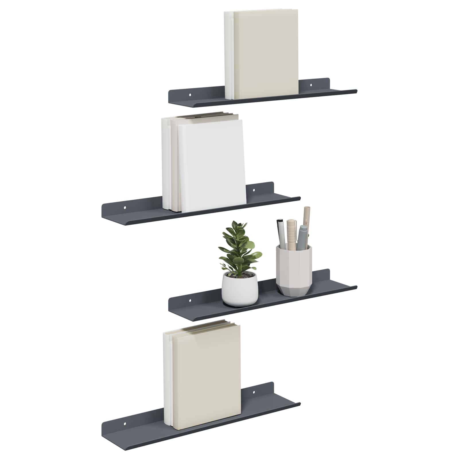 Schwebendes Regal 4 pcs Anthrazit 40 x 8,5 x 2,5 cm Stahl
