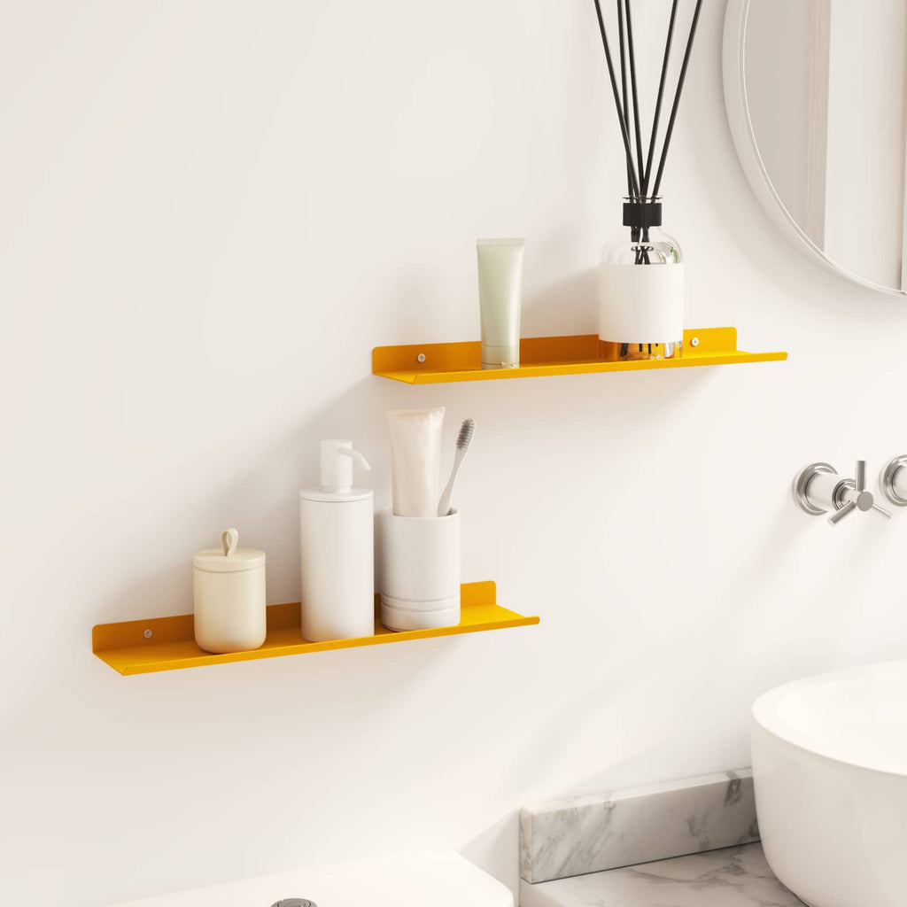 Schwebendes Regal 2 pcs Senfgelb 40 x 8,5 x 2,5 cm Stahl