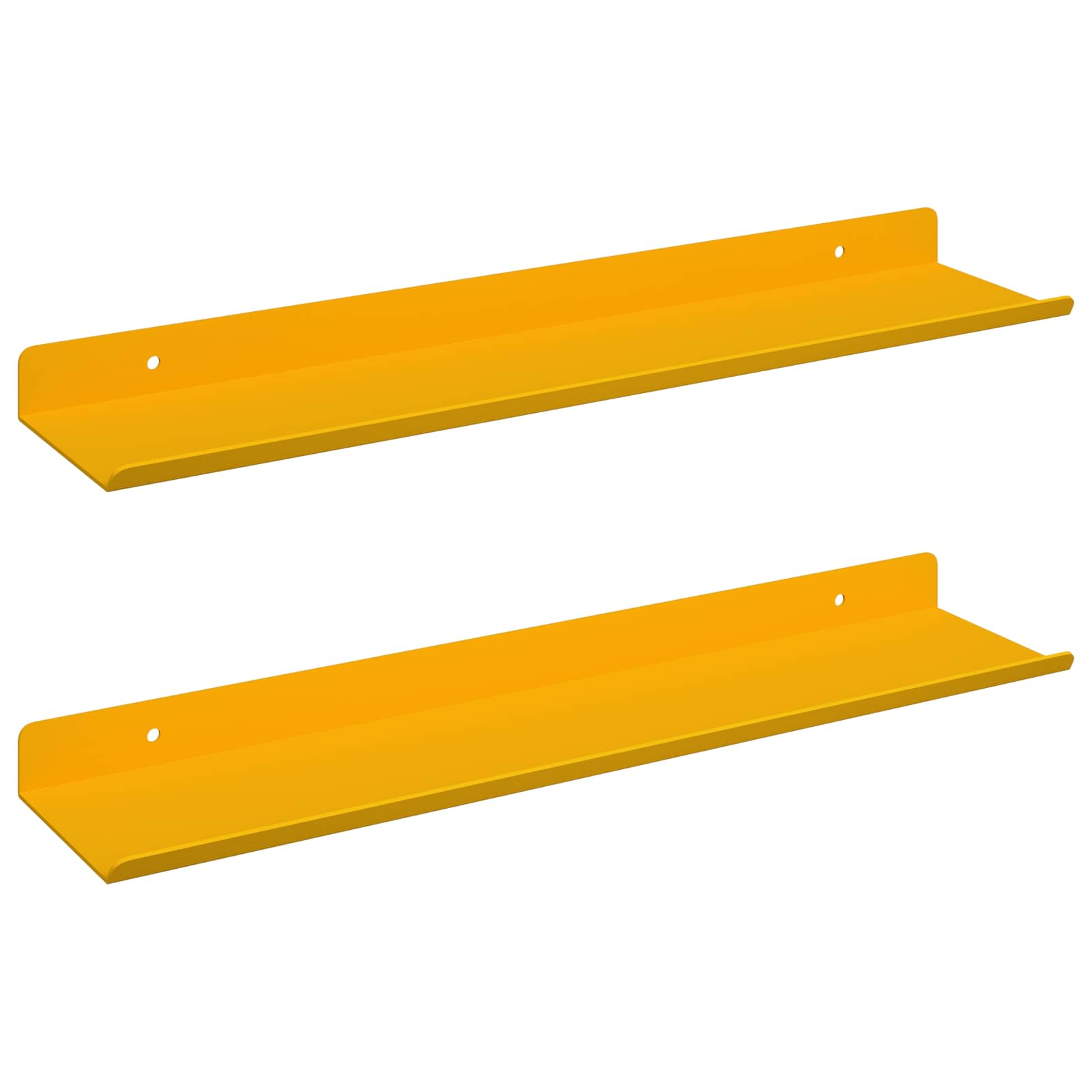 Schwebendes Regal 2 pcs Senfgelb 40 x 8,5 x 2,5 cm Stahl