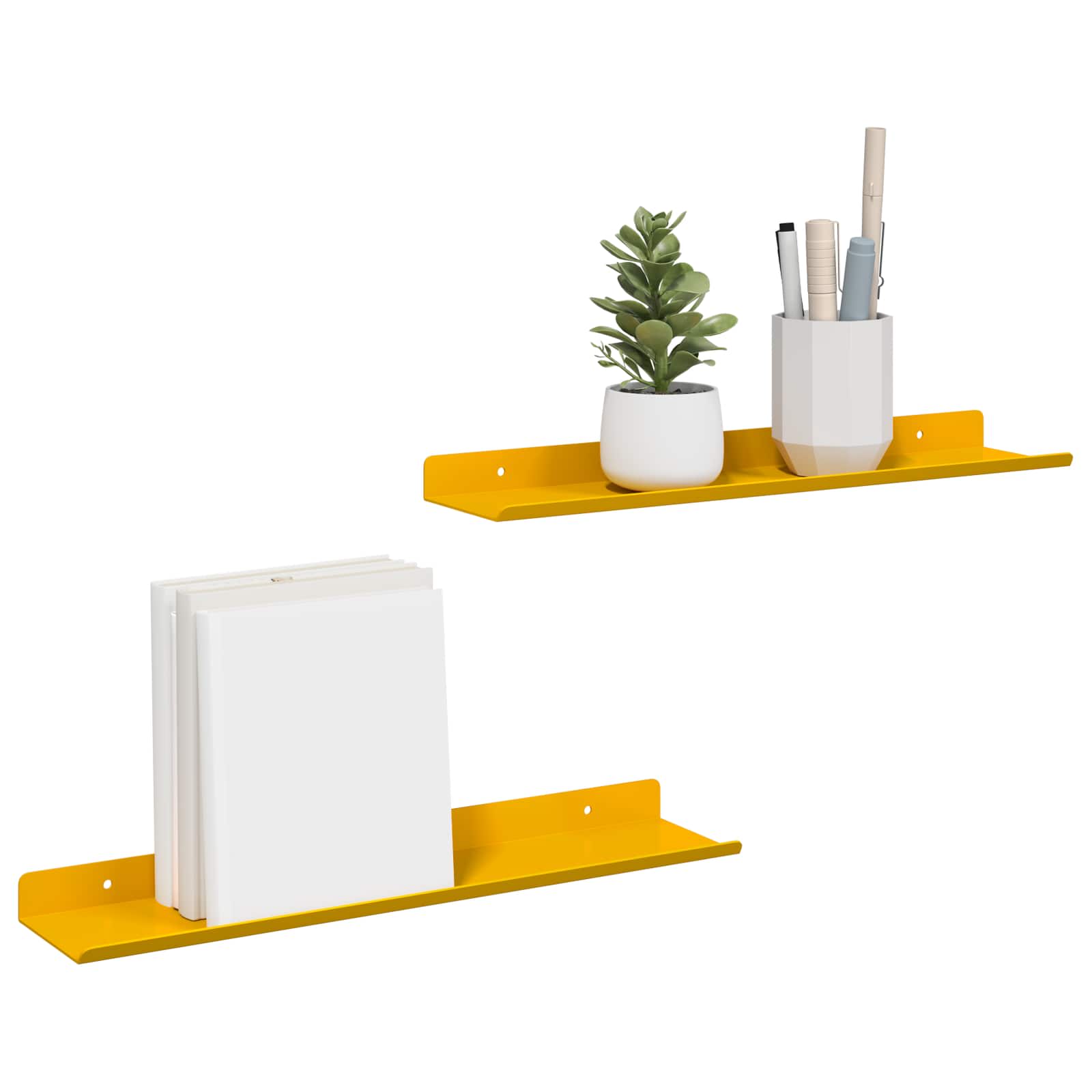 Schwebendes Regal 2 pcs Senfgelb 40 x 8,5 x 2,5 cm Stahl