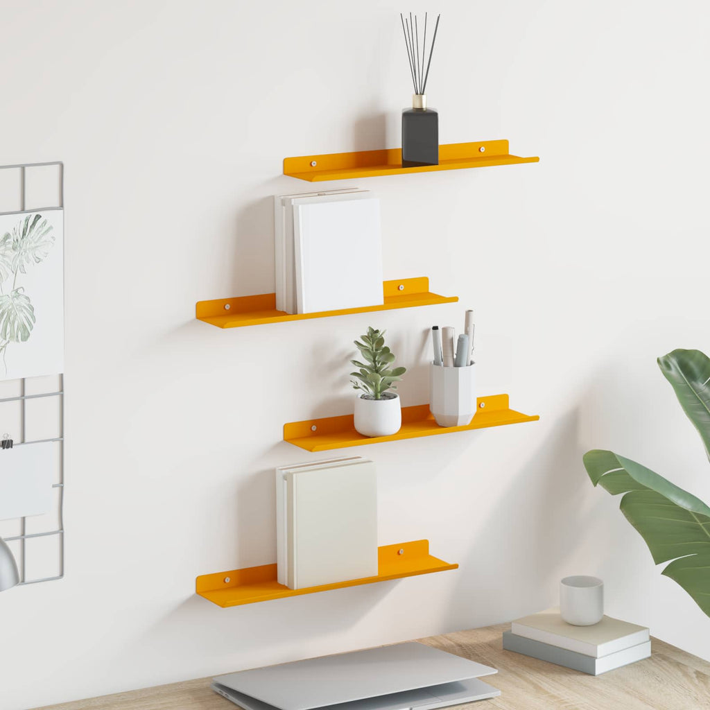 Schwebendes Regal 4 pcs Senfgelb 40 x 8,5 x 2,5 cm Stahl