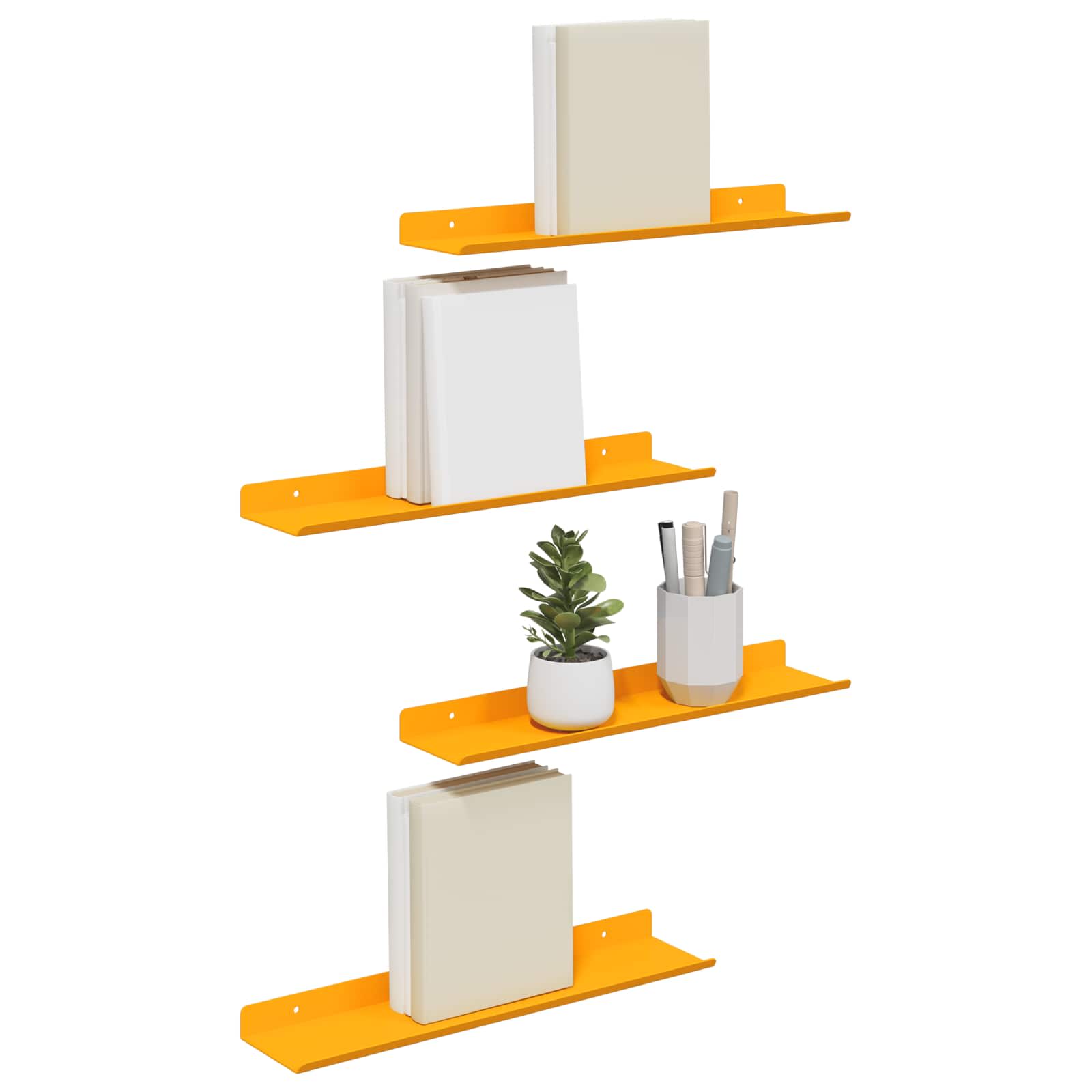 Schwebendes Regal 4 pcs Senfgelb 40 x 8,5 x 2,5 cm Stahl