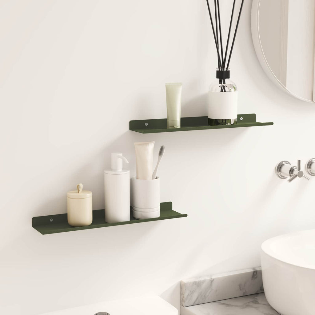 Schwebendes Regal 2 pcs Olive Grün 40 x 8,5 x 2,5 cm Stahl