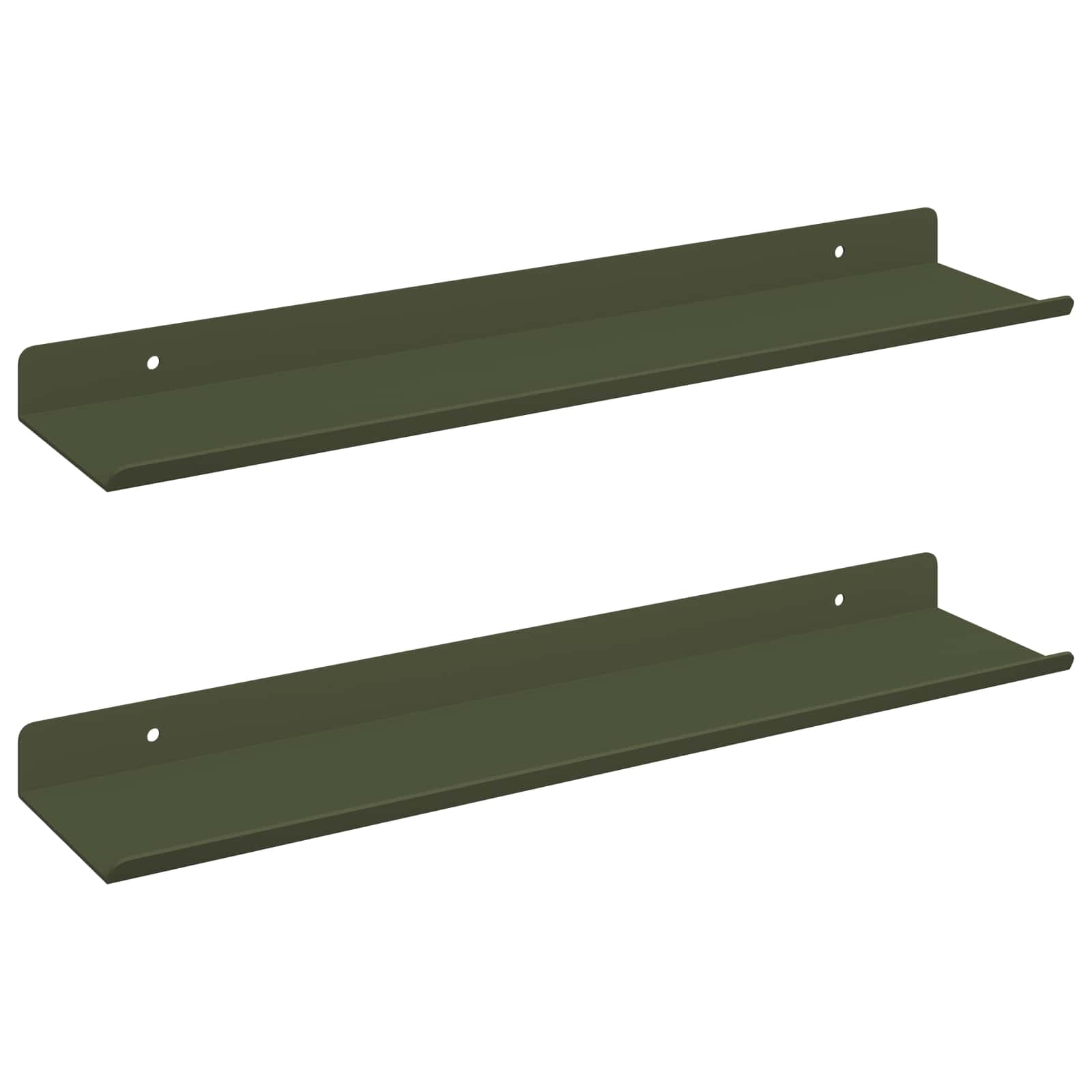 Schwebendes Regal 2 pcs Olive Grün 40 x 8,5 x 2,5 cm Stahl