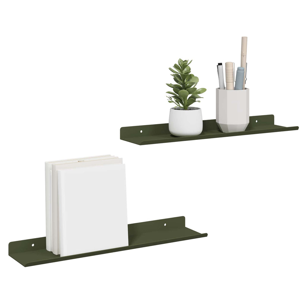 Schwebendes Regal 2 pcs Olive Grün 40 x 8,5 x 2,5 cm Stahl