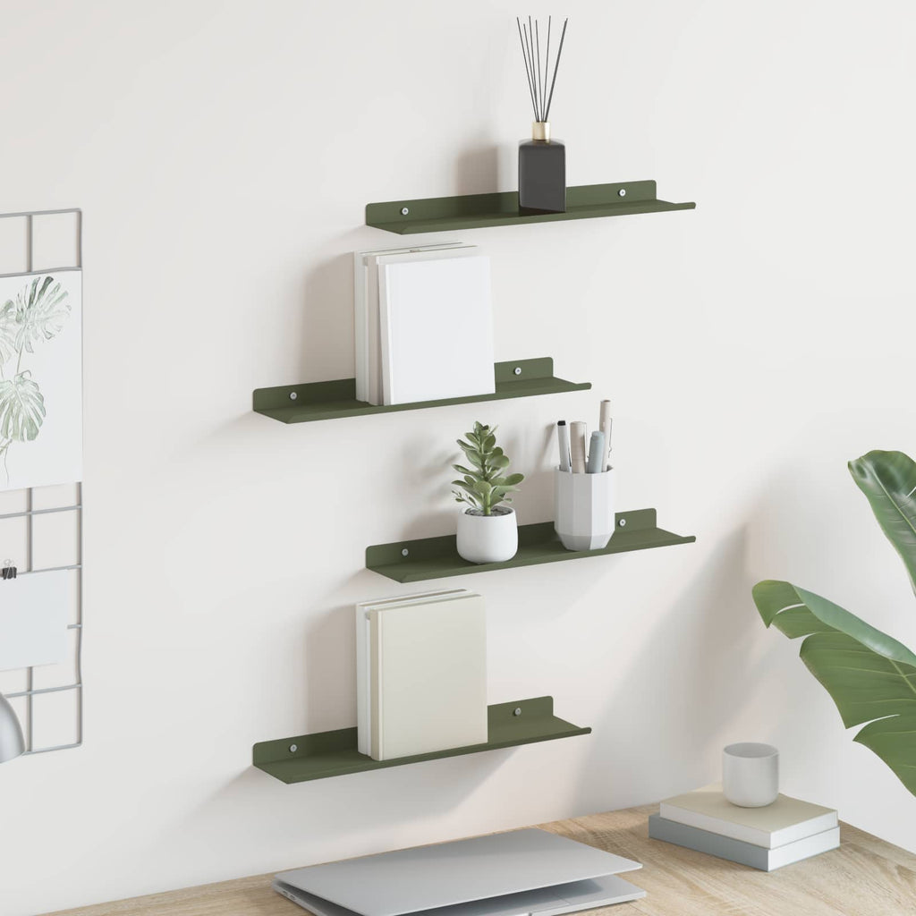 Schwebendes Regal 4 pcs Olive Grün 40 x 8,5 x 2,5 cm Stahl