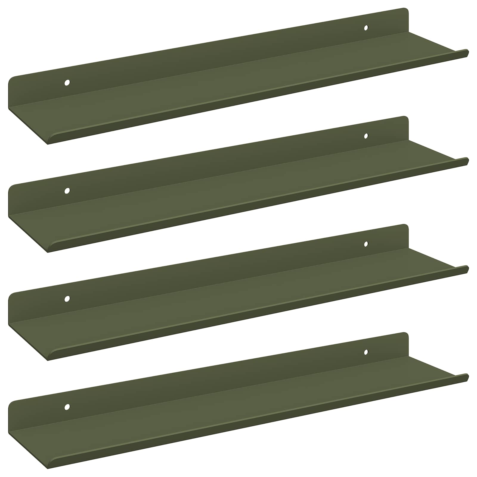 Schwebendes Regal 4 pcs Olive Grün 40 x 8,5 x 2,5 cm Stahl