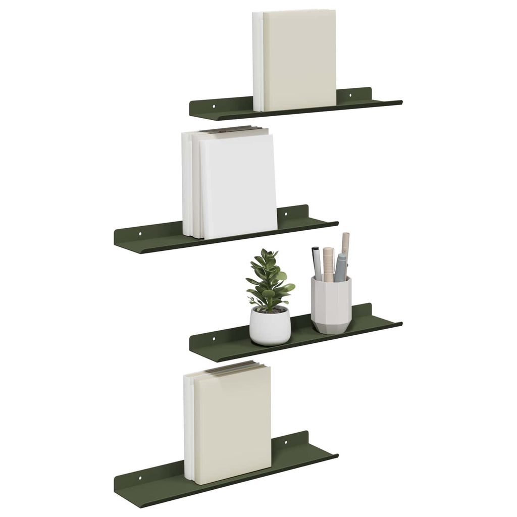 Schwebendes Regal 4 pcs Olive Grün 40 x 8,5 x 2,5 cm Stahl