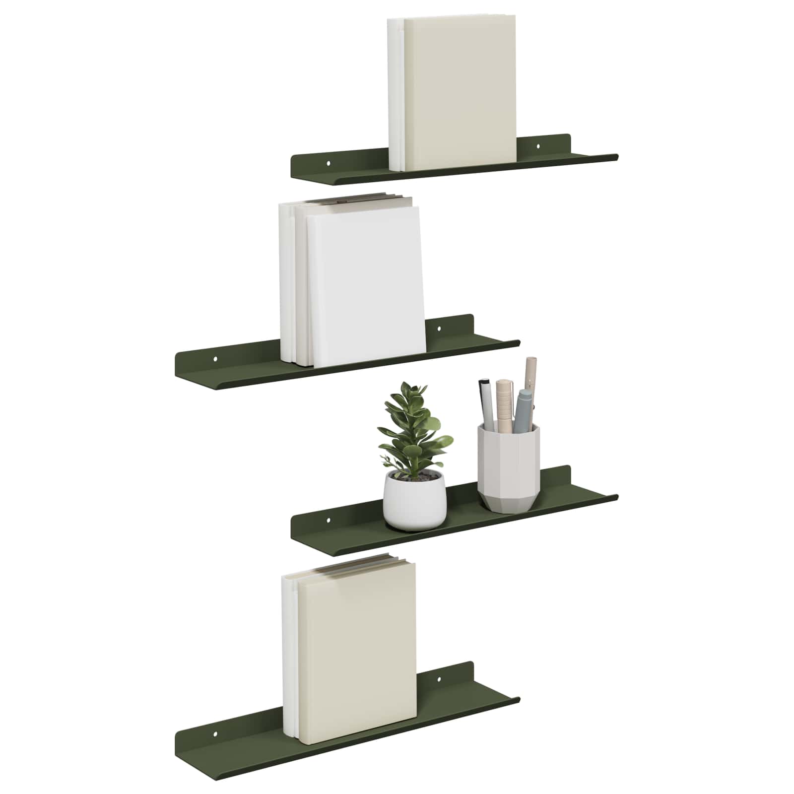 Schwebendes Regal 4 pcs Olive Grün 40 x 8,5 x 2,5 cm Stahl