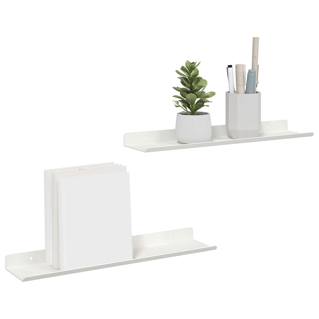 Schwebendes Regal 2 pcs Weiß 40 x 8,5 x 2,5 cm Stahl