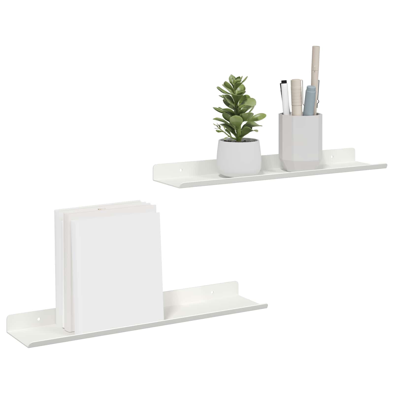 Schwebendes Regal 2 pcs Weiß 40 x 8,5 x 2,5 cm Stahl