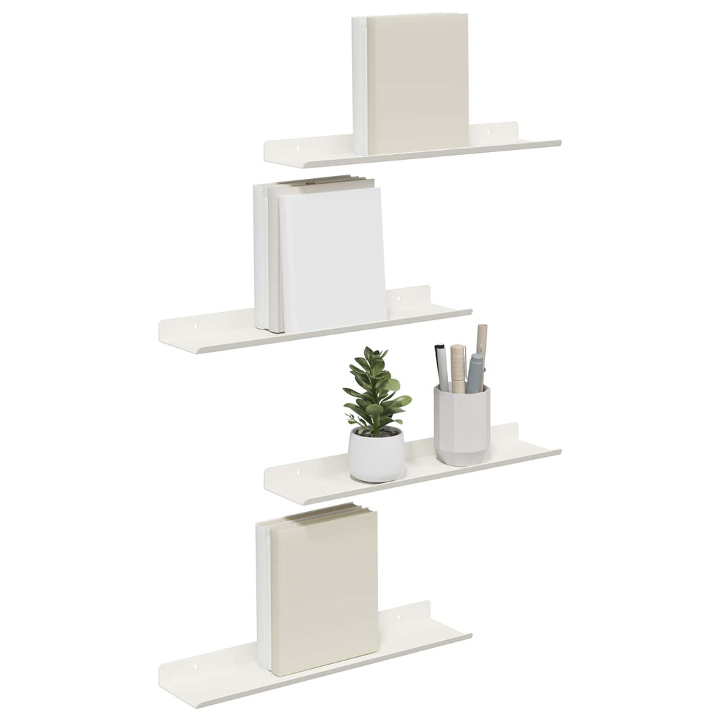 Schwebendes Regal 4 pcs Weiß 40 x 8,5 x 2,5 cm Stahl