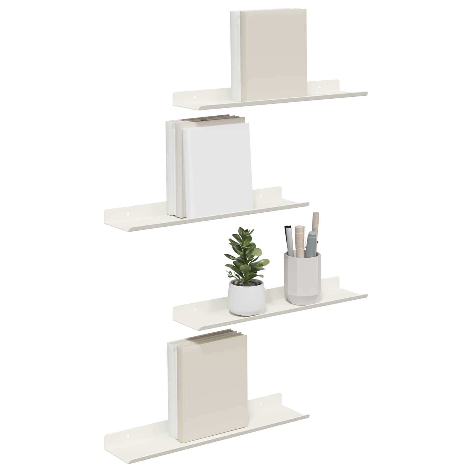 Schwebendes Regal 4 pcs Weiß 40 x 8,5 x 2,5 cm Stahl
