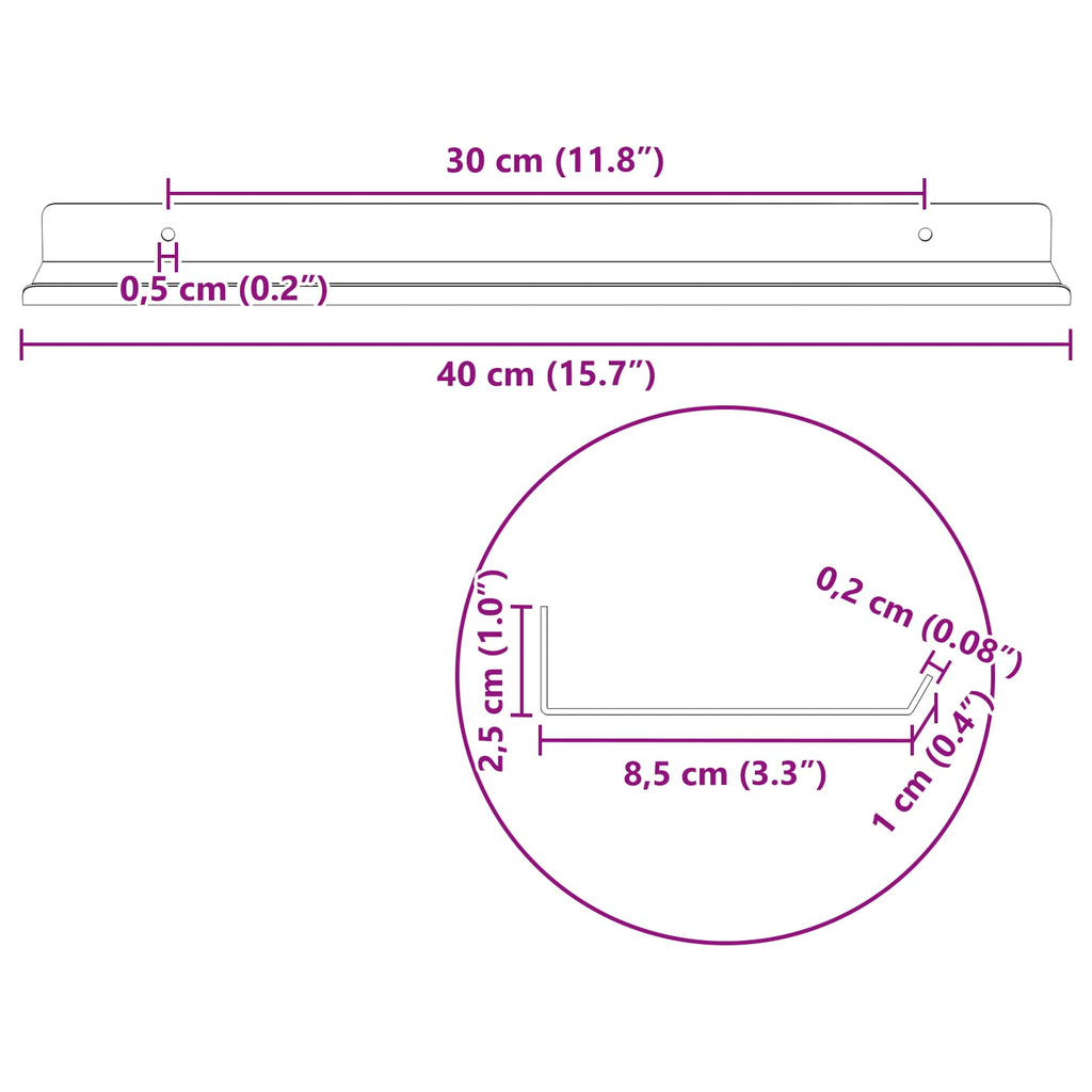 Schwebendes Regal 4 pcs Weiß 40 x 8,5 x 2,5 cm Stahl