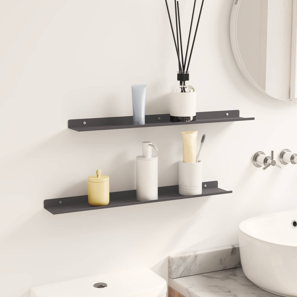 Schwebendes Regal 2 pcs Schwarz 60 x 8,5 x 2,5 cm Stahl
