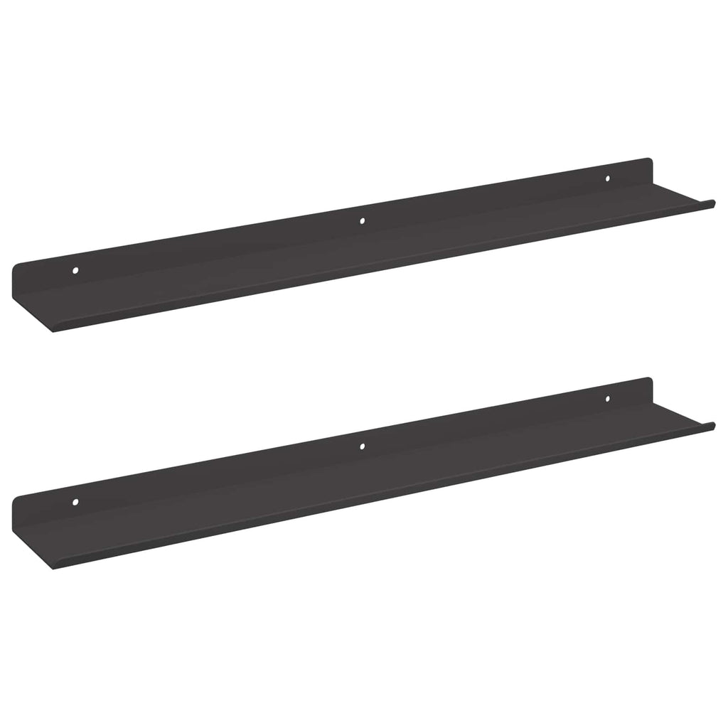 Schwebendes Regal 2 pcs Schwarz 60 x 8,5 x 2,5 cm Stahl