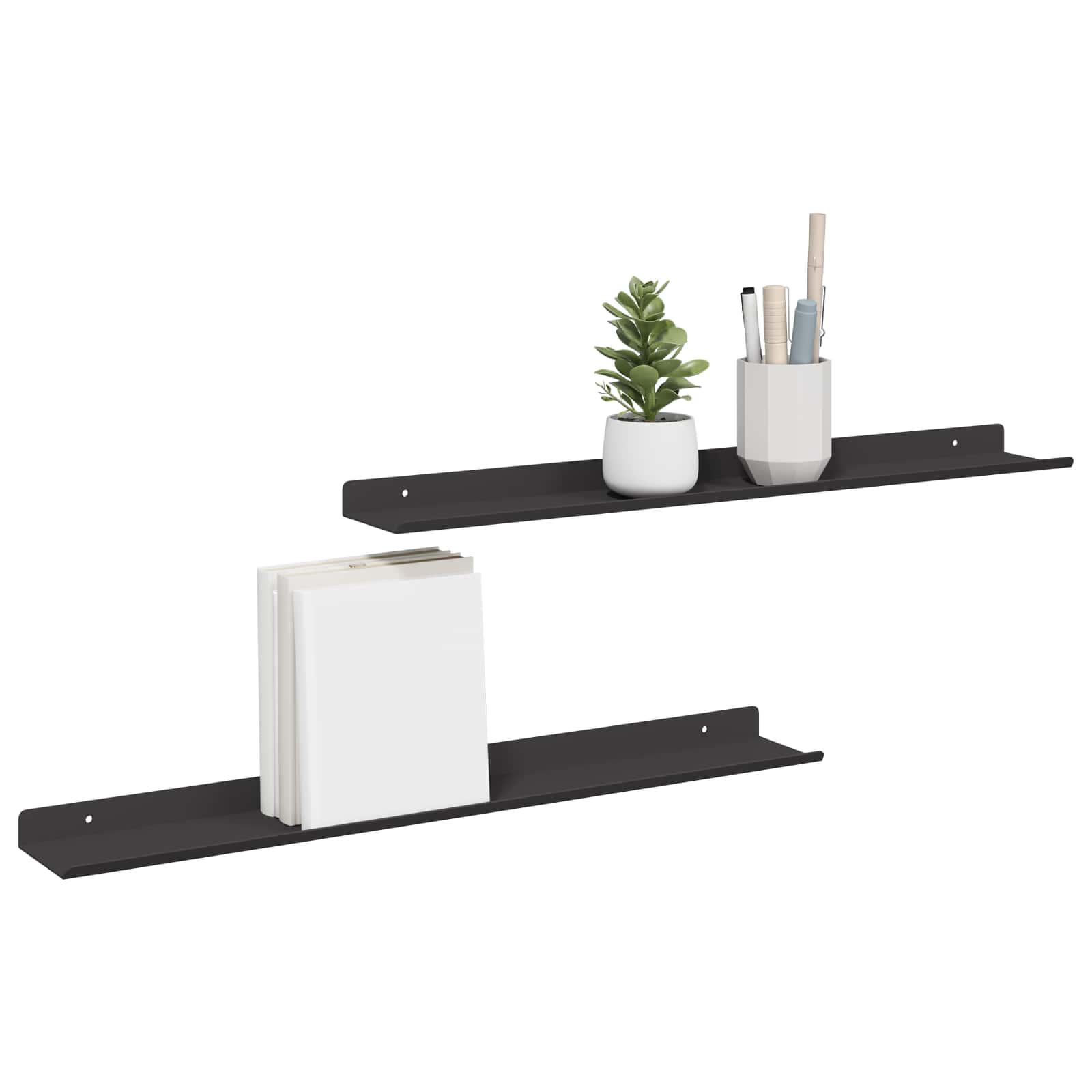 Schwebendes Regal 2 pcs Schwarz 60 x 8,5 x 2,5 cm Stahl