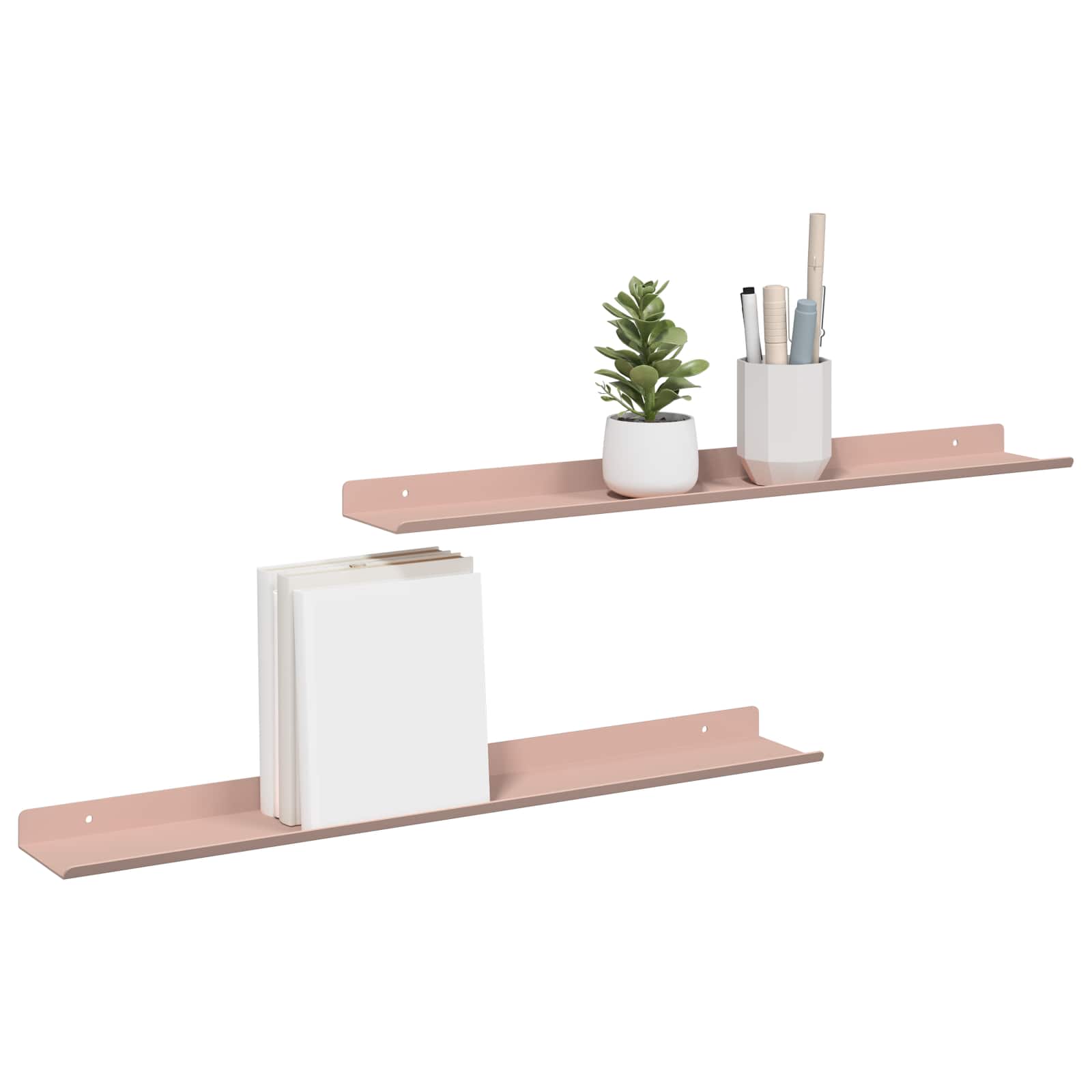 Schwebendes Regal 2 pcs Rosa 60 x 8,5 x 2,5 cm Stahl