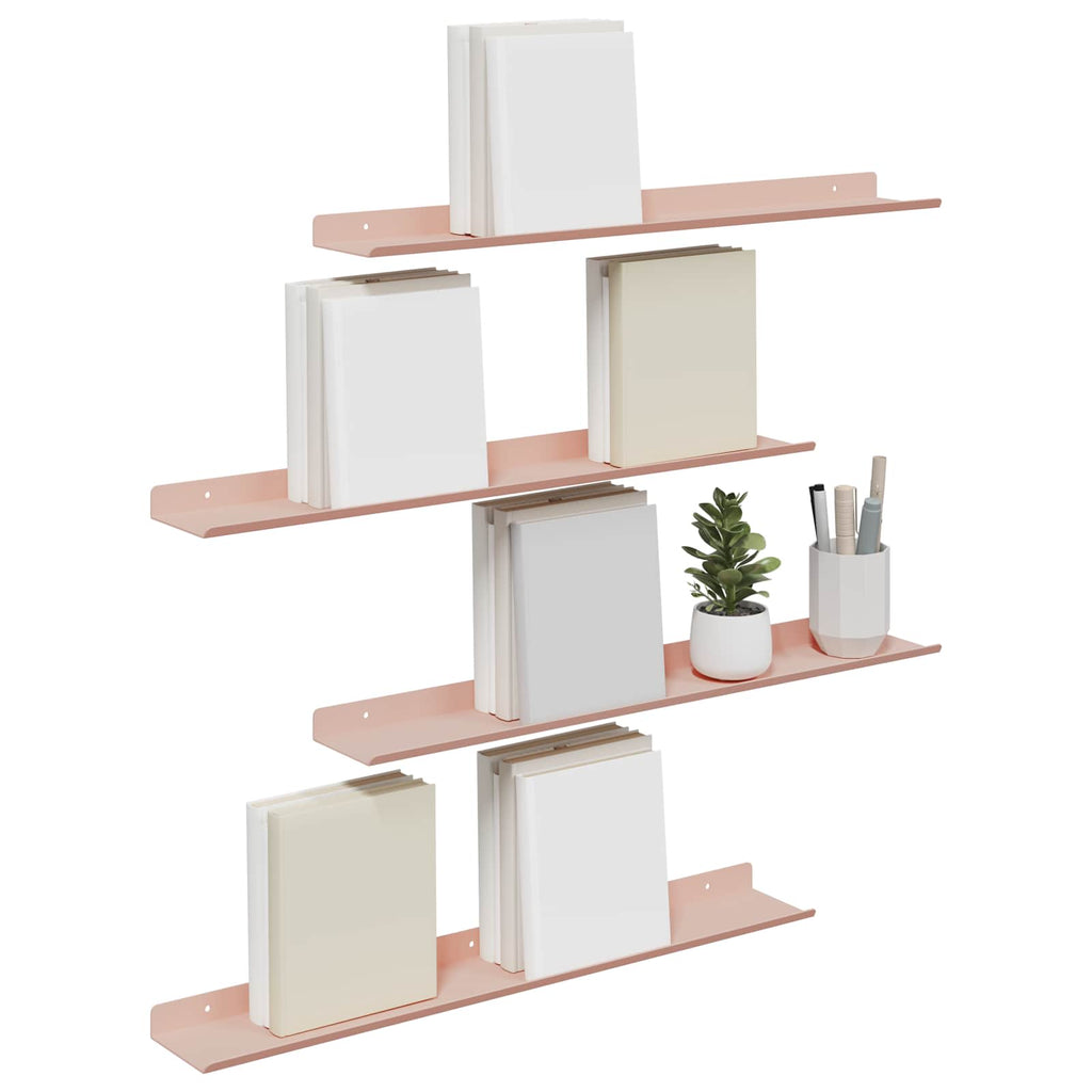 Schwebendes Regal 4 pcs Rosa 60 x 8,5 x 2,5 cm Stahl
