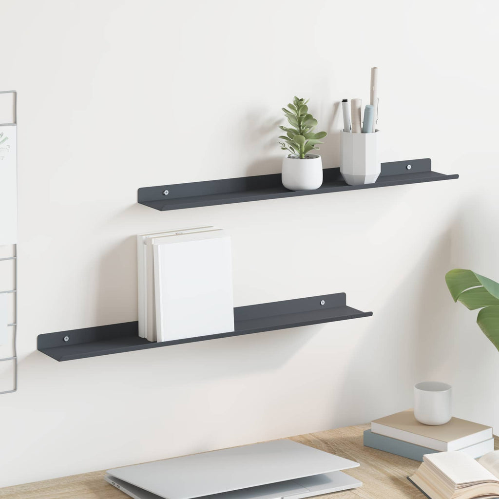 Schwebendes Regal 2 pcs Anthrazit 60 x 8,5 x 2,5 cm Stahl