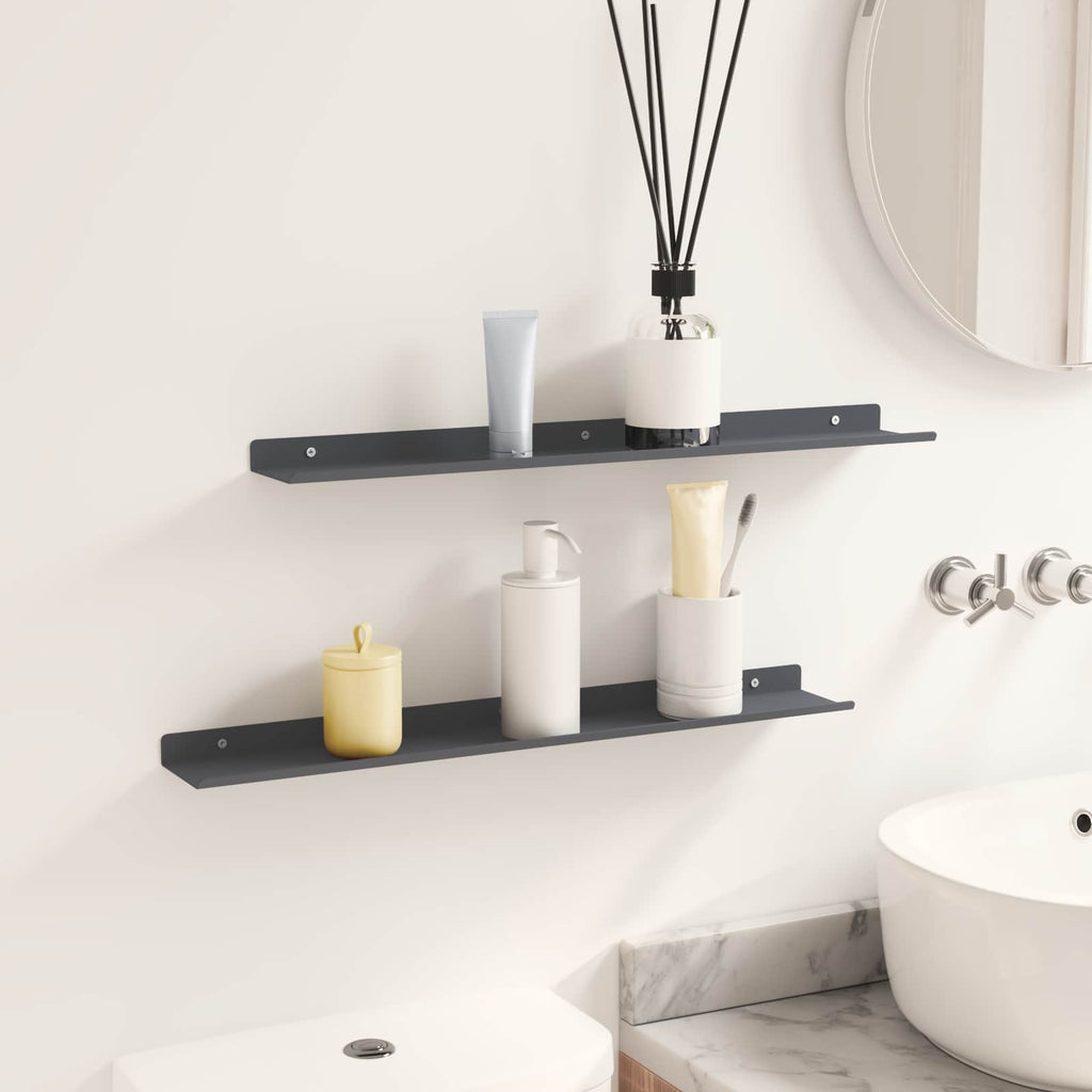 Schwebendes Regal 2 pcs Anthrazit 60 x 8,5 x 2,5 cm Stahl