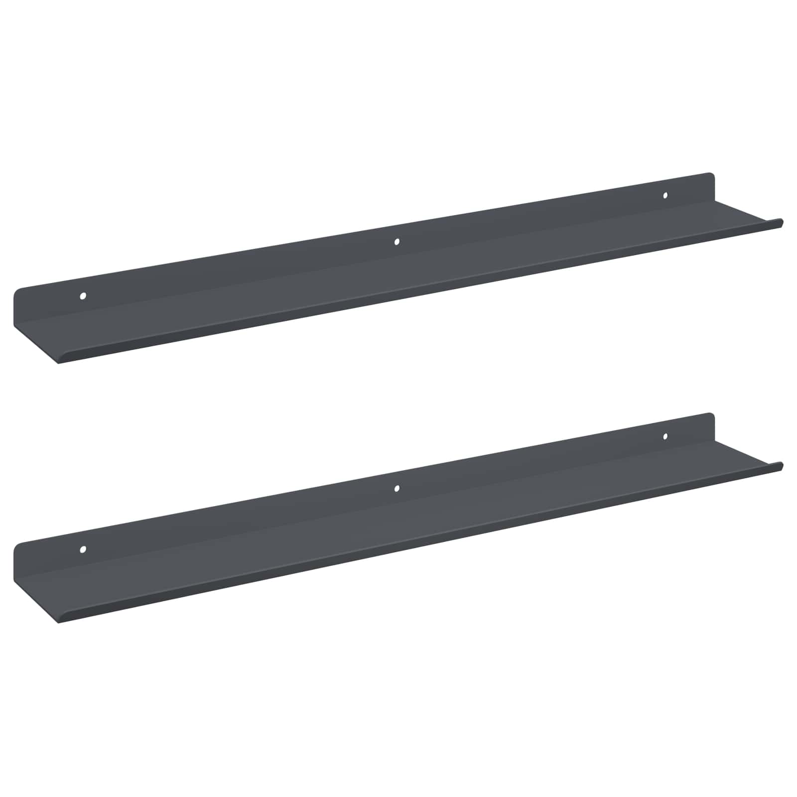 Schwebendes Regal 2 pcs Anthrazit 60 x 8,5 x 2,5 cm Stahl