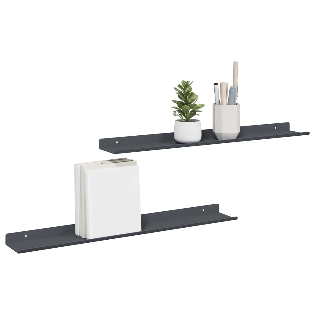 Schwebendes Regal 2 pcs Anthrazit 60 x 8,5 x 2,5 cm Stahl