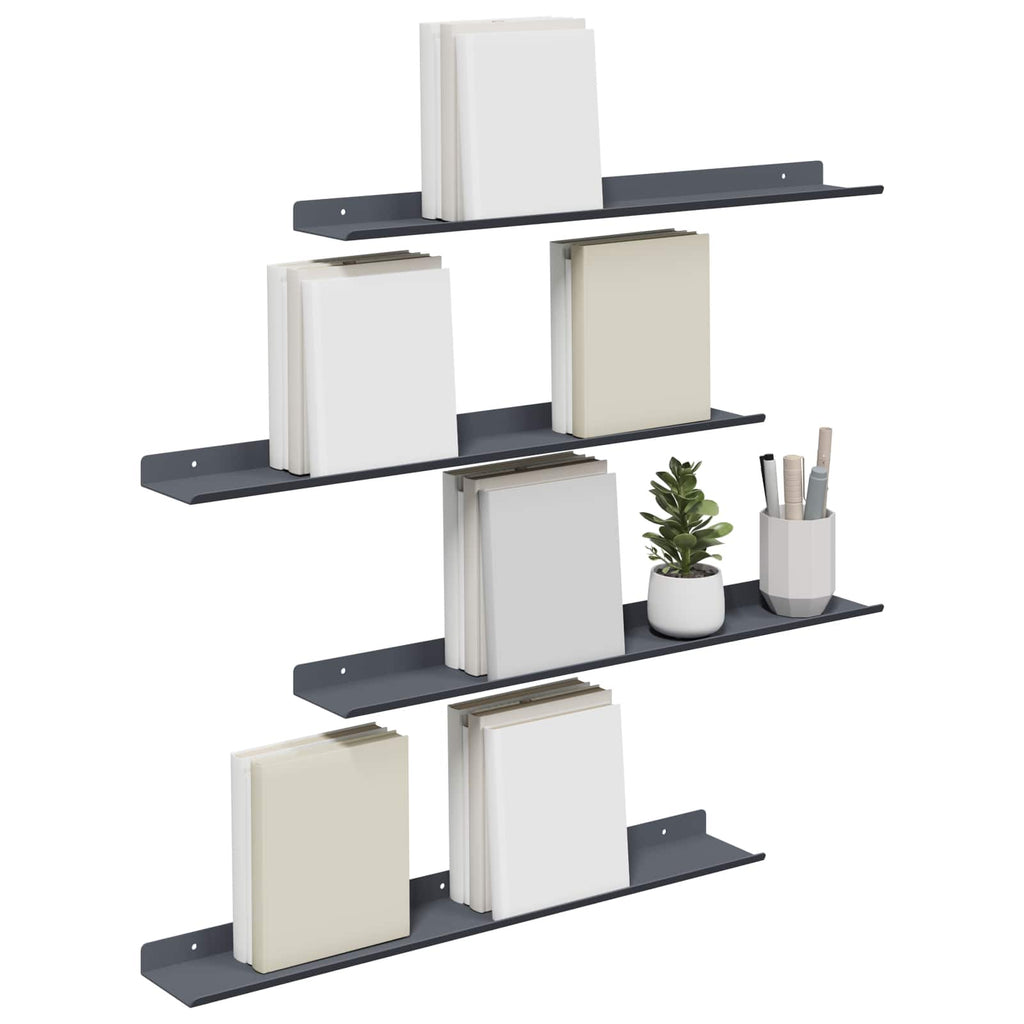 Schwebendes Regal 4 pcs Anthrazit 60 x 8,5 x 2,5 cm Stahl
