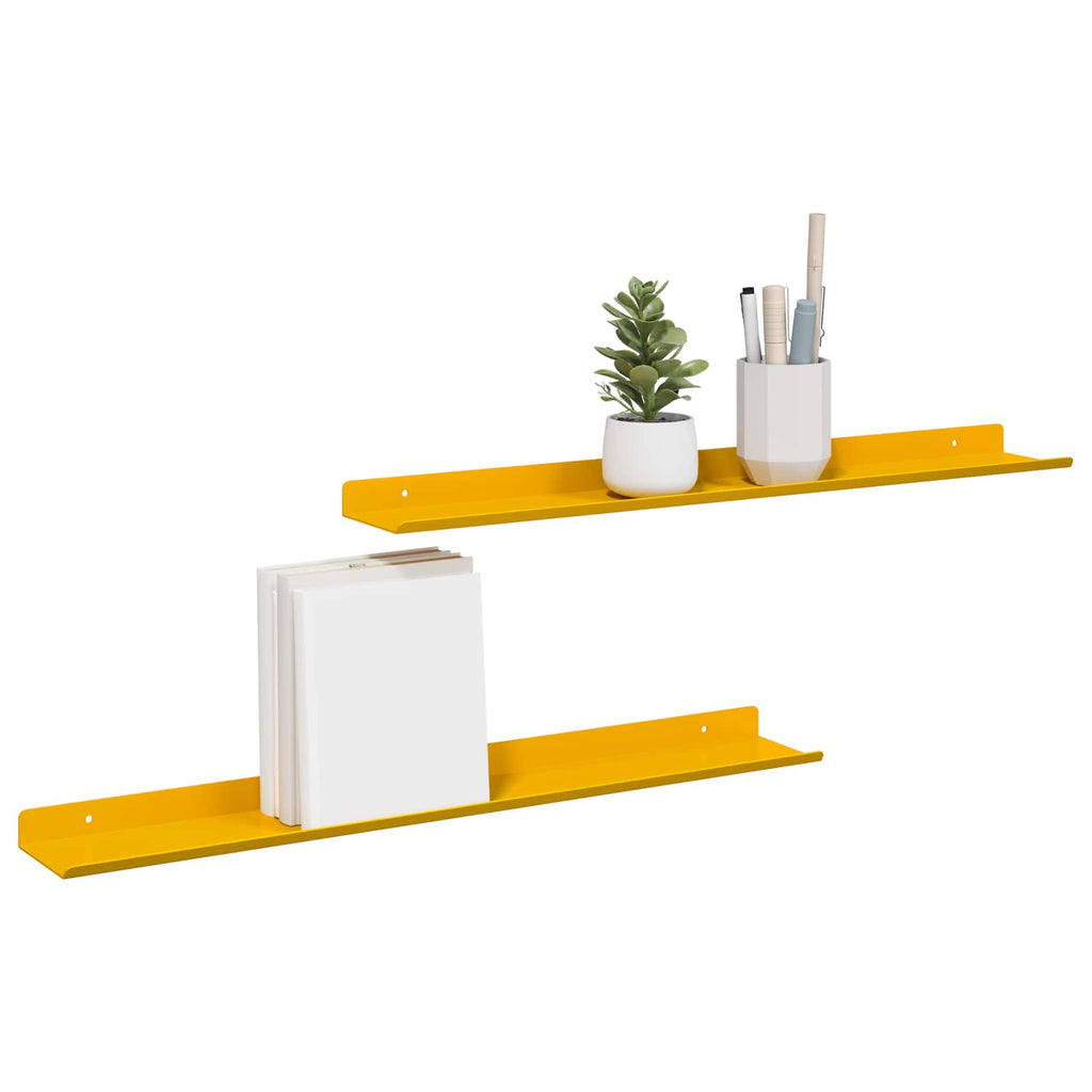 Schwebendes Regal 2 pcs Senfgelb 60 x 8,5 x 2,5 cm Stahl