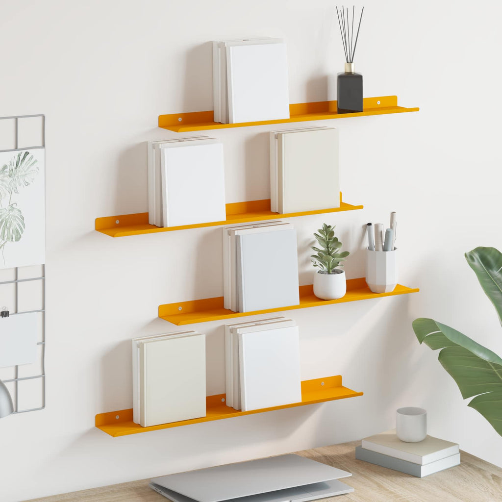 Schwebendes Regal 4 pcs Senfgelb 60 x 8,5 x 2,5 cm Stahl