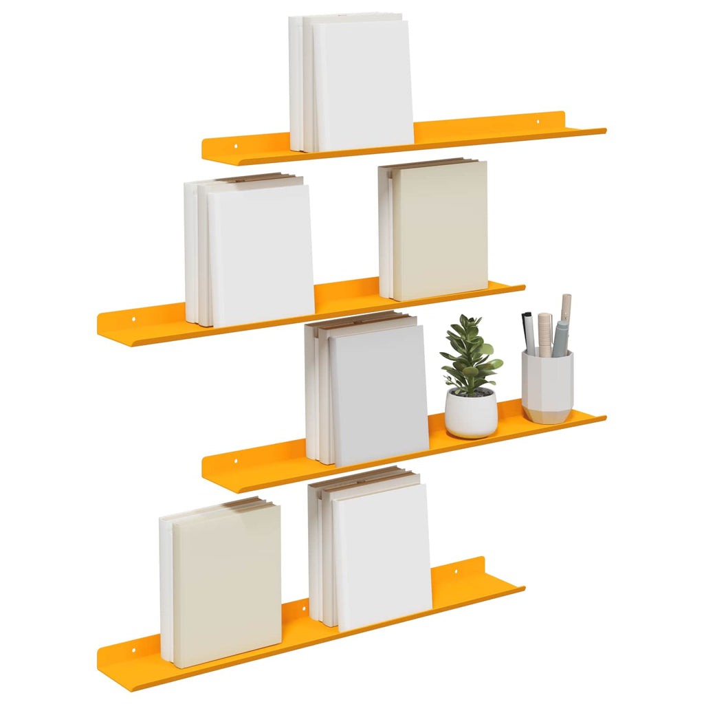 Schwebendes Regal 4 pcs Senfgelb 60 x 8,5 x 2,5 cm Stahl