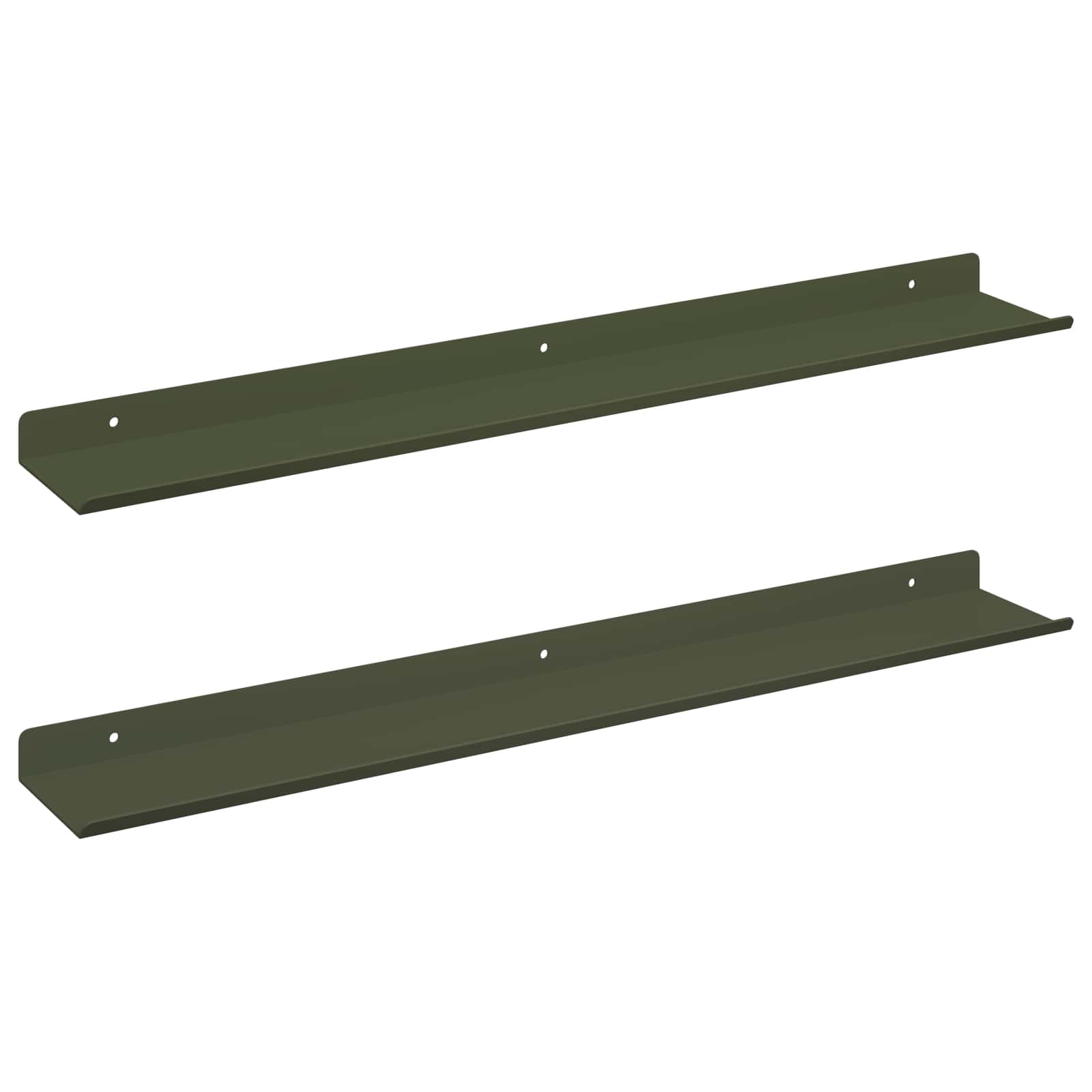 Schwebendes Regal 2 pcs Olive Grün 60 x 8,5 x 2,5 cm Stahl