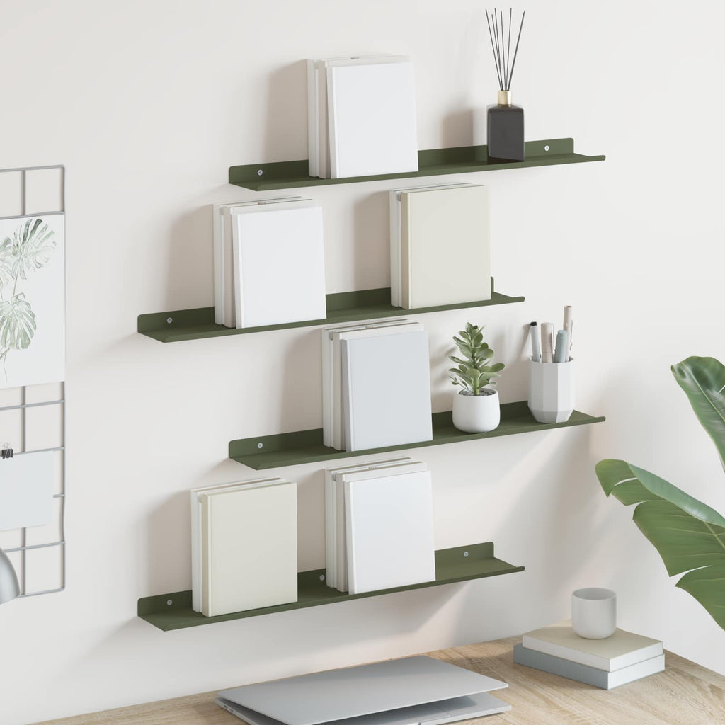 Schwebendes Regal 4 pcs Olive Grün 60 x 8,5 x 2,5 cm Stahl