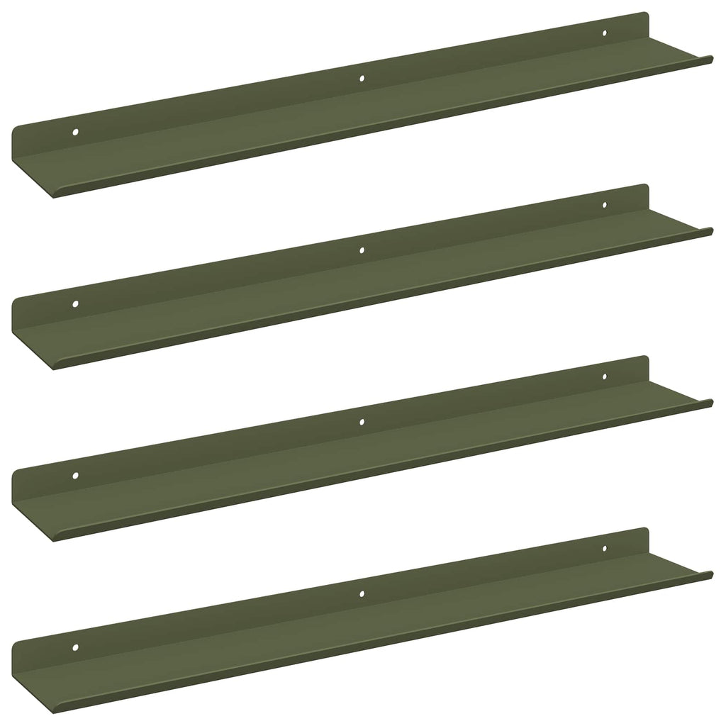 Schwebendes Regal 4 pcs Olive Grün 60 x 8,5 x 2,5 cm Stahl