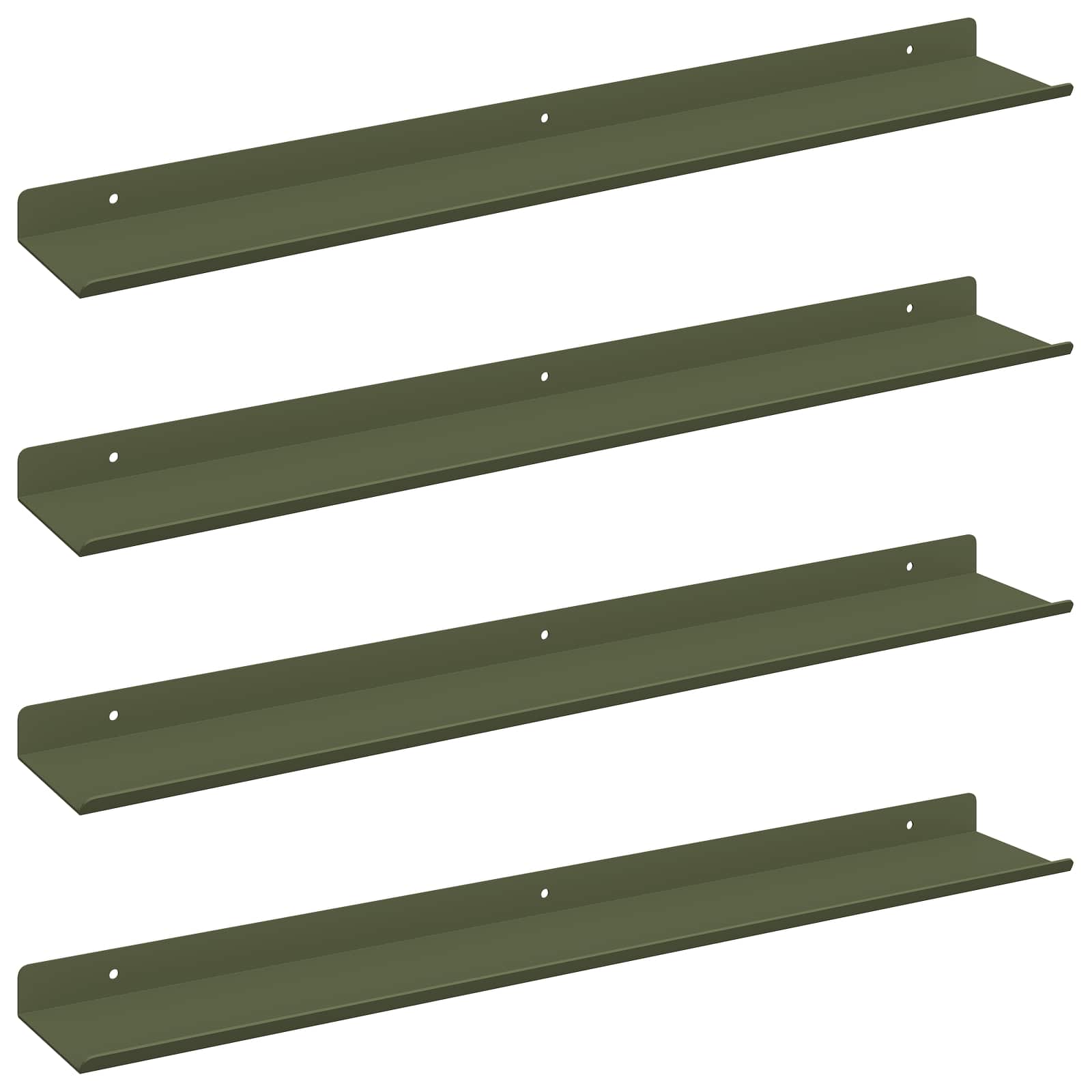 Schwebendes Regal 4 pcs Olive Grün 60 x 8,5 x 2,5 cm Stahl