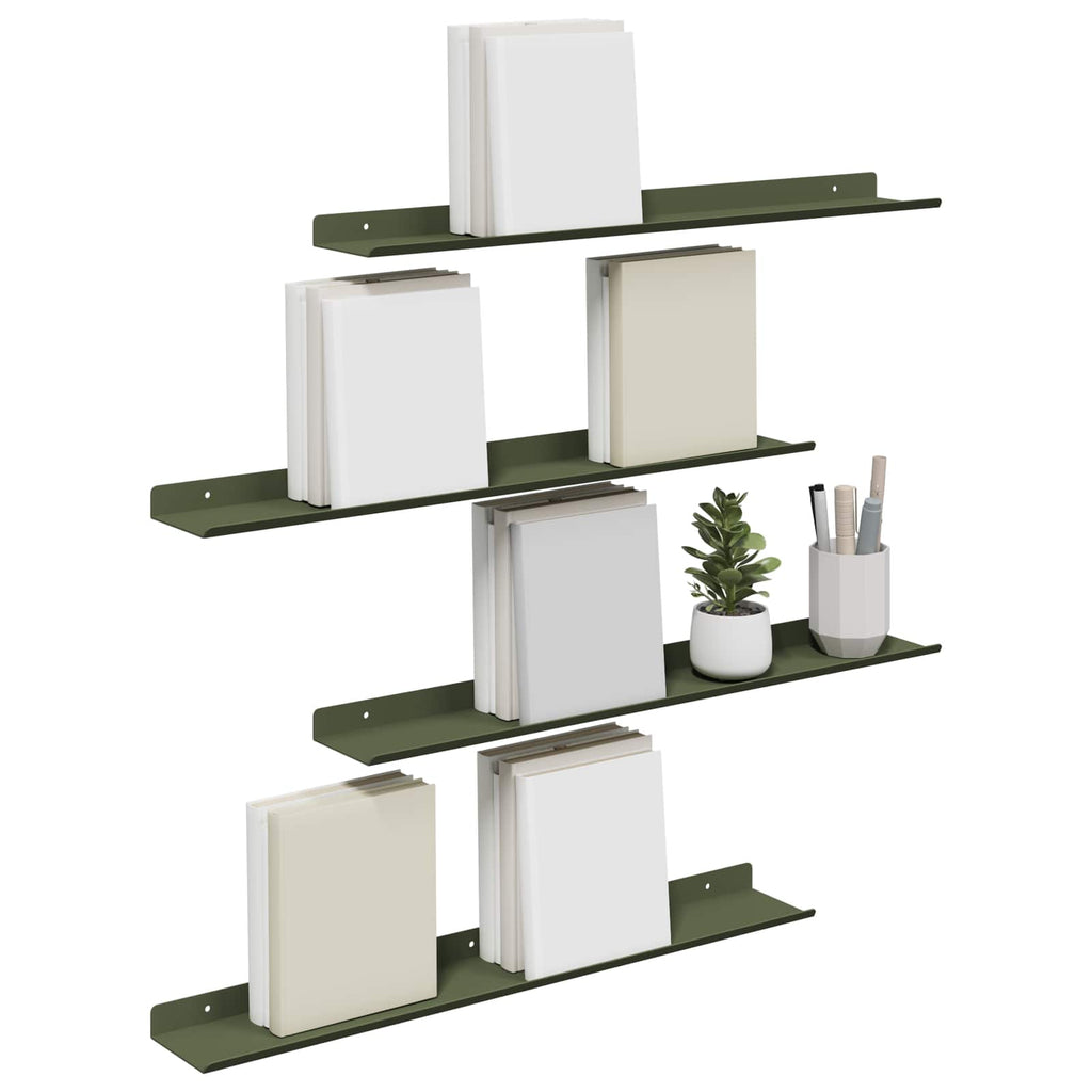 Schwebendes Regal 4 pcs Olive Grün 60 x 8,5 x 2,5 cm Stahl