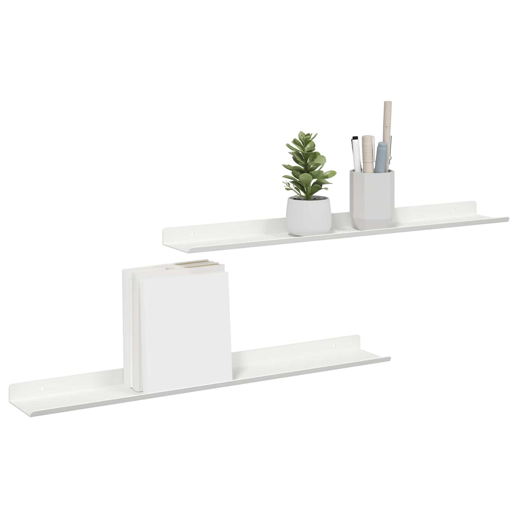 Schwebendes Regal 2 pcs Weiß 60 x 8,5 x 2,5 cm Stahl