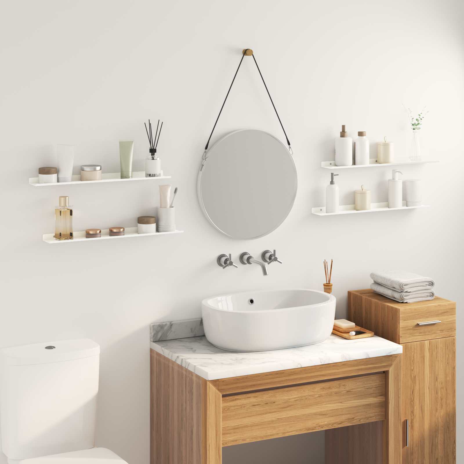 Schwebendes Regal 4 pcs Weiß 60 x 8,5 x 2,5 cm Stahl