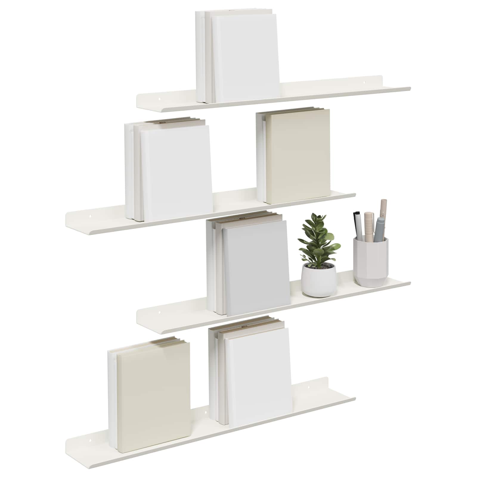 Schwebendes Regal 4 pcs Weiß 60 x 8,5 x 2,5 cm Stahl