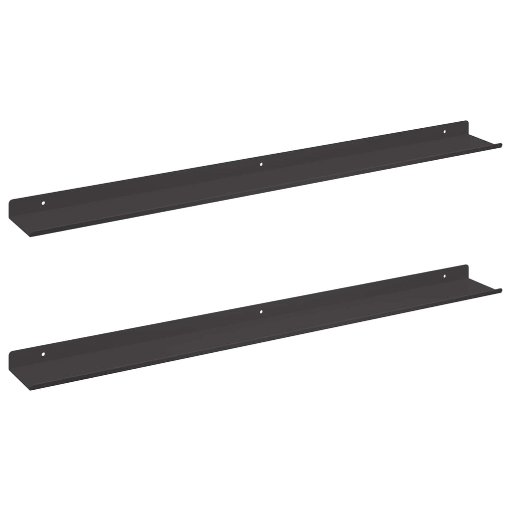 Schwebendes Regal 2 pcs Schwarz 80 x 9 x 2,5 cm Stahl