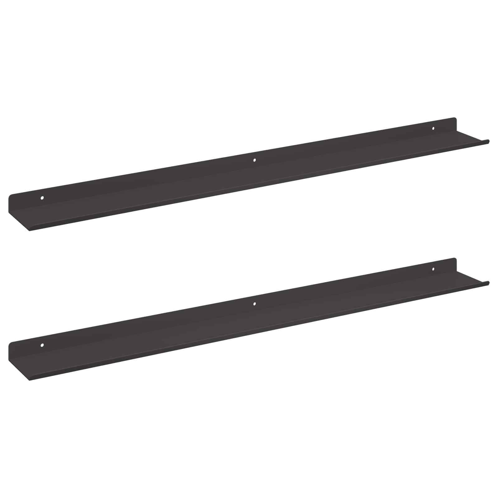 Schwebendes Regal 2 pcs Schwarz 80 x 9 x 2,5 cm Stahl