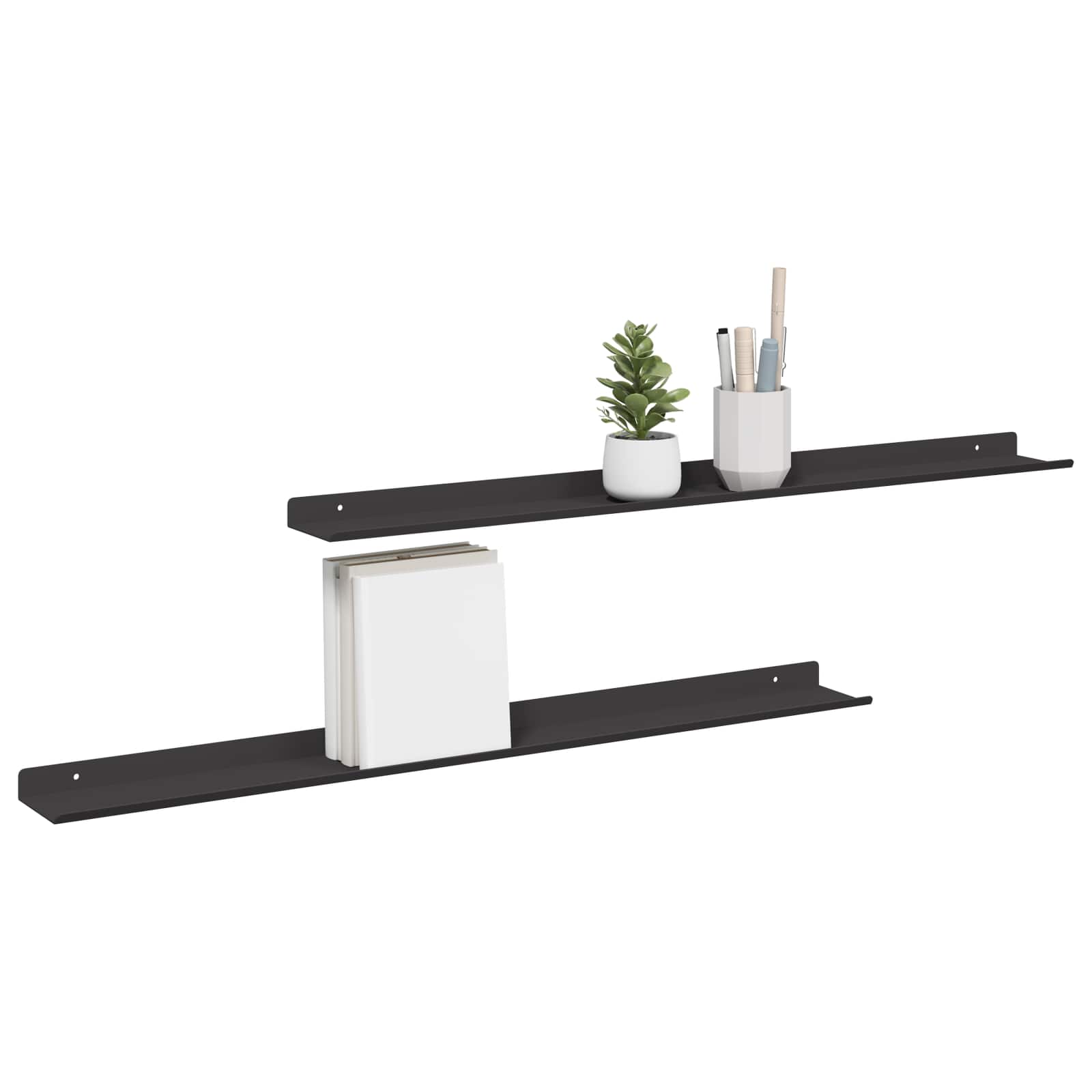 Schwebendes Regal 2 pcs Schwarz 80 x 9 x 2,5 cm Stahl