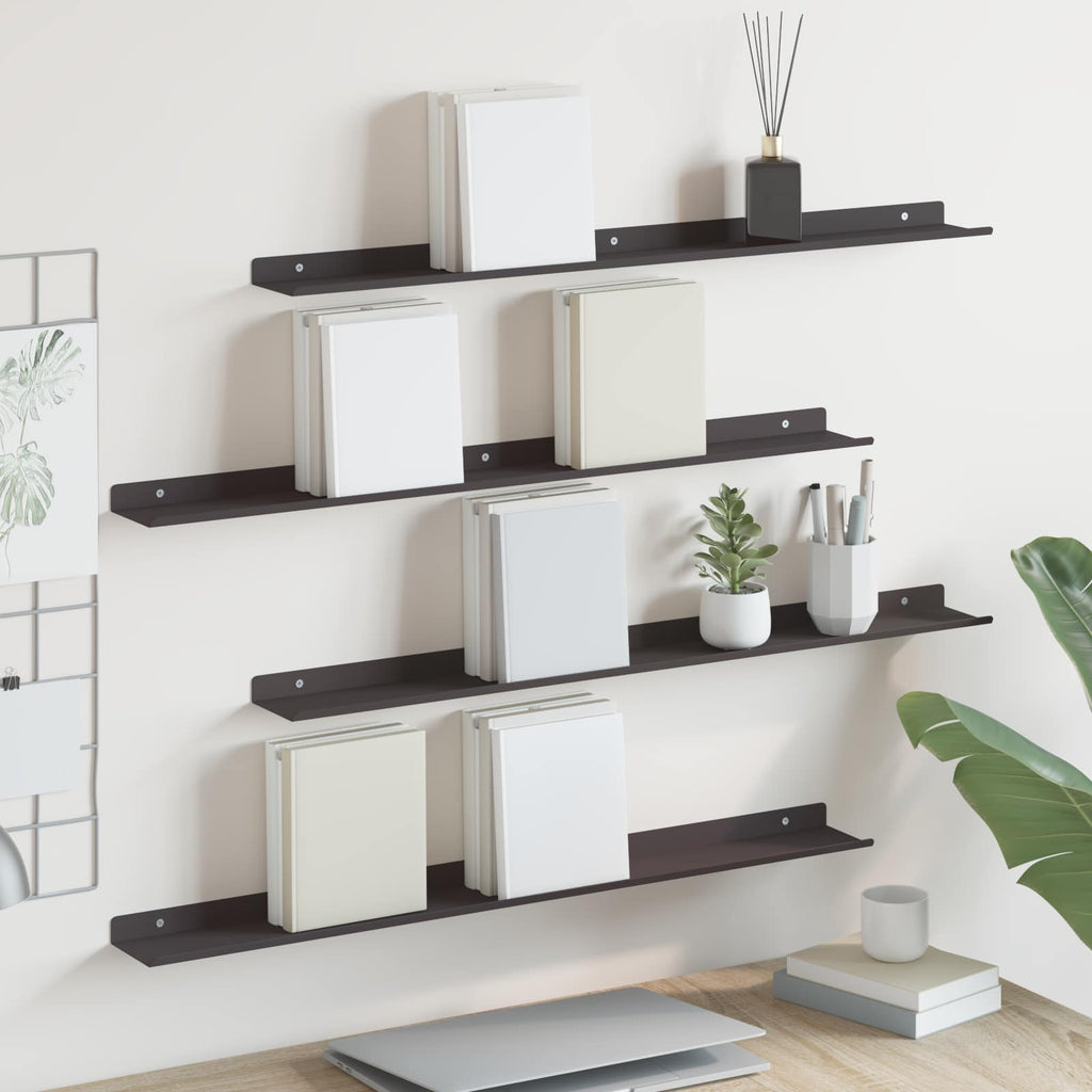 Schwebendes Regal 4 pcs Schwarz 80 x 9 x 2,5 cm Stahl