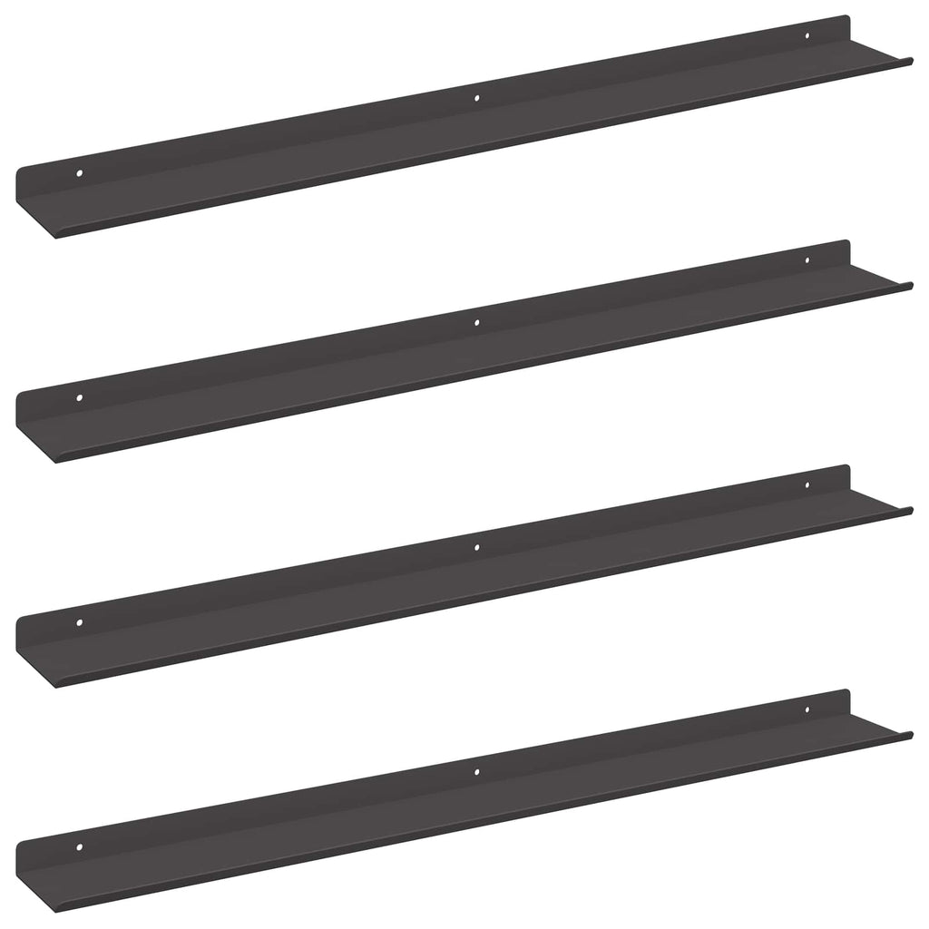 Schwebendes Regal 4 pcs Schwarz 80 x 9 x 2,5 cm Stahl